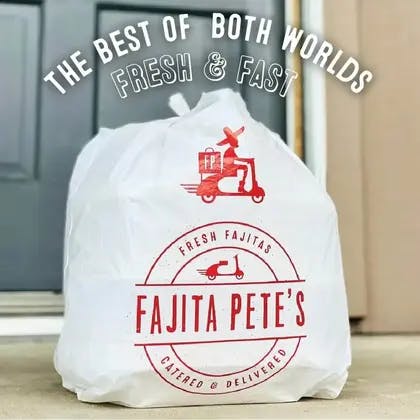 Fajita Pete's Togo bag loaded with food